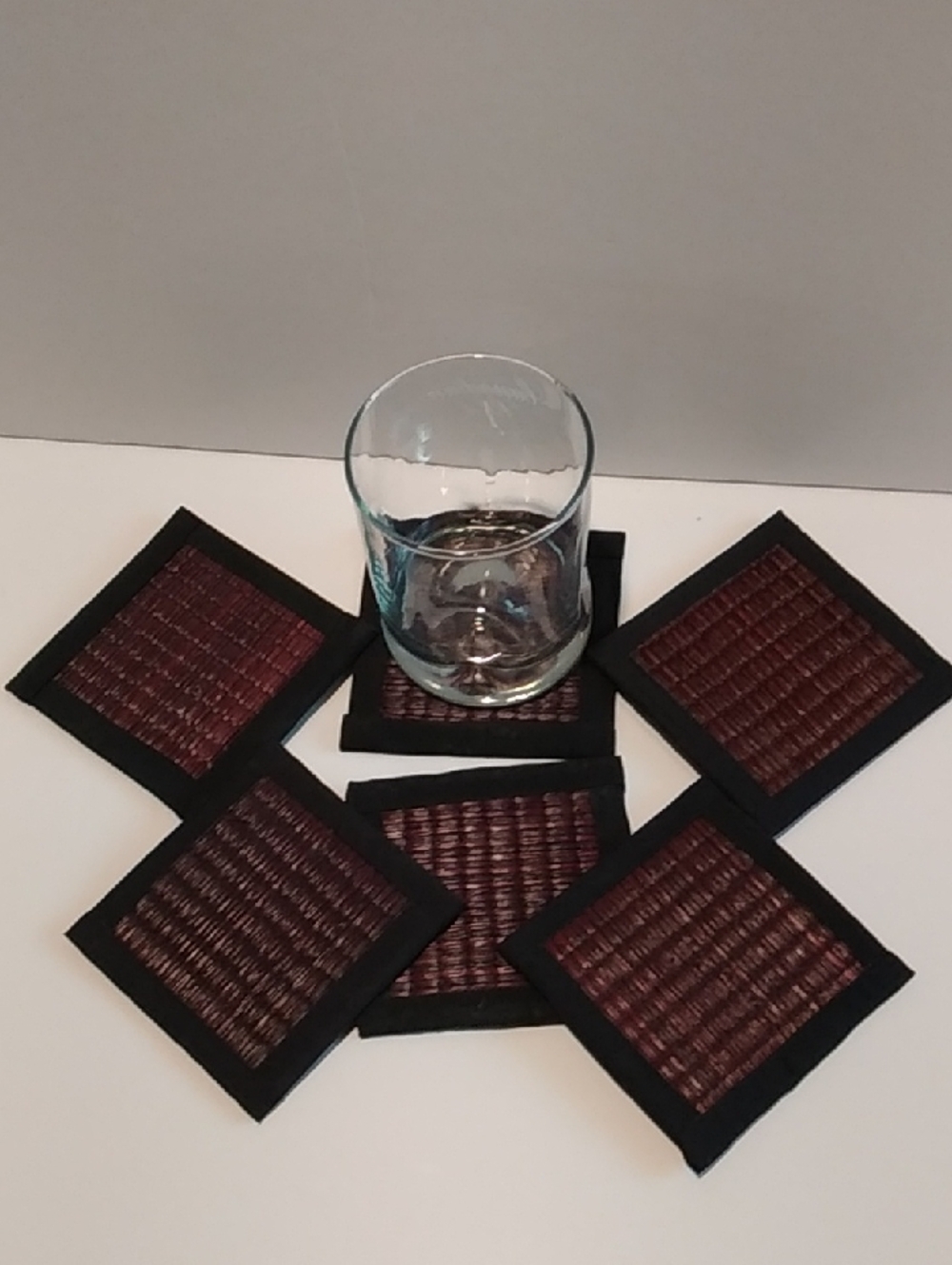Source Unknown Brown Woven Bamboo Coasters Set of 6